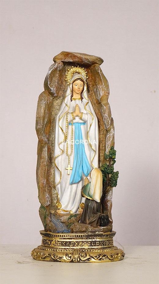 12 Inch Our Lady of Lourdes poly marble Statue - la corona del rosario