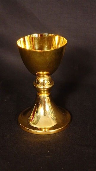 GOLD PLATED CHALICE AND 6