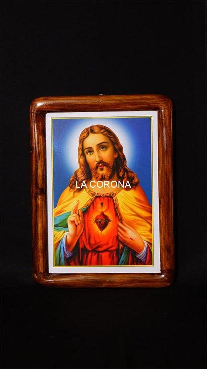 15*11 Inch Scared Heart Jesus Wooden Frame With Glass