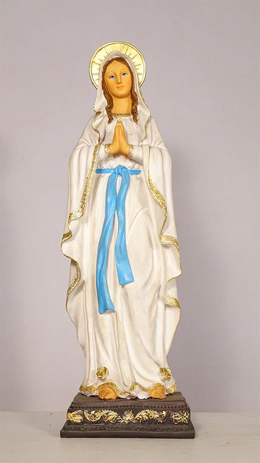 2 FT LOURDES MARY POLY MARBLE Statue | lacorona