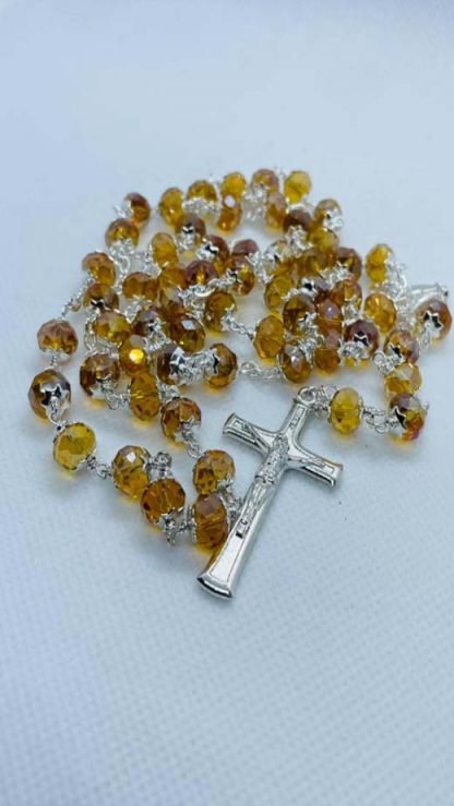 8MM Special Knot Tyre Crystal Rosary with cup