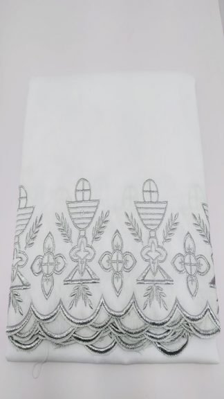 2.5 Meter Silver color Thread Embroidered Altar Cloth