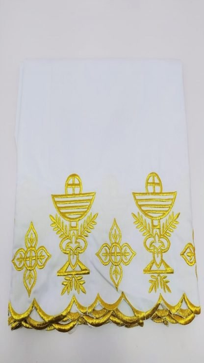 2.5 Meter Yellow color Thread Embroidered Altar Cloth