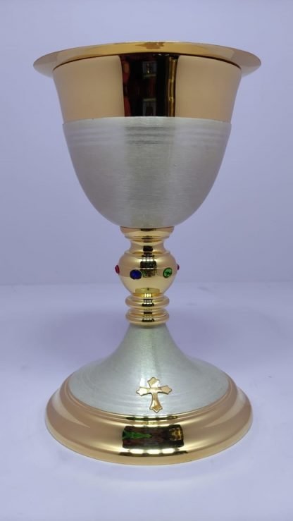 24 cm White & Gold plated Chalice and Paten