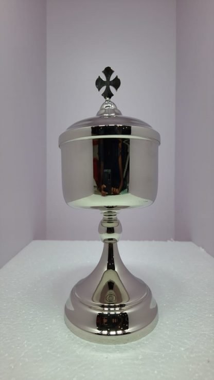 9.5 Inch Silver Plated Ciborium With Golden Chalice