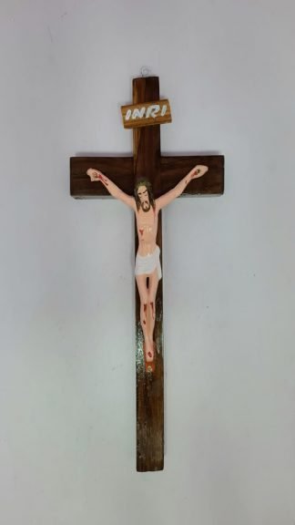 25 CM Wooden Cross With Plastic Figure