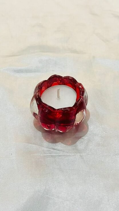 4 CM Blood Red Coloured Crystal Candle Stand