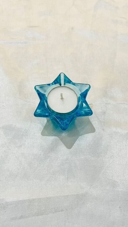 3.5 Inch Blue Crystal Candle Stand