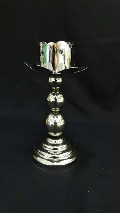 6 Inch Silver Plated Steel Candle Stand