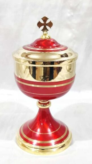 9 Inch Gold & Red color covered Ciborium