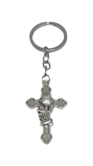 Low Price 4 Inch Silver Plated Cross Keychain
