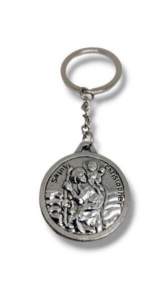 4 Inch silver plated Saint christopher Keychain