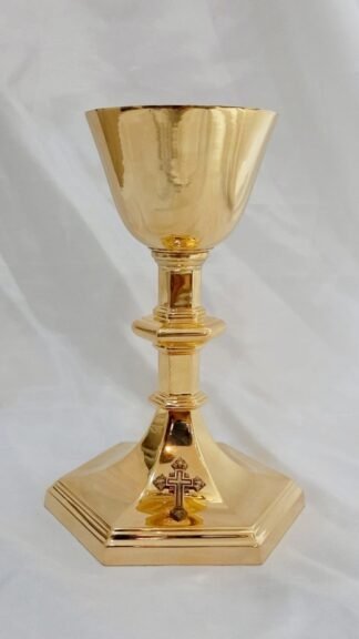 9 Inch Gold Plated Chalice with Paten