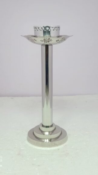 12.5 Inch Silver Plated Brass Candle Stand