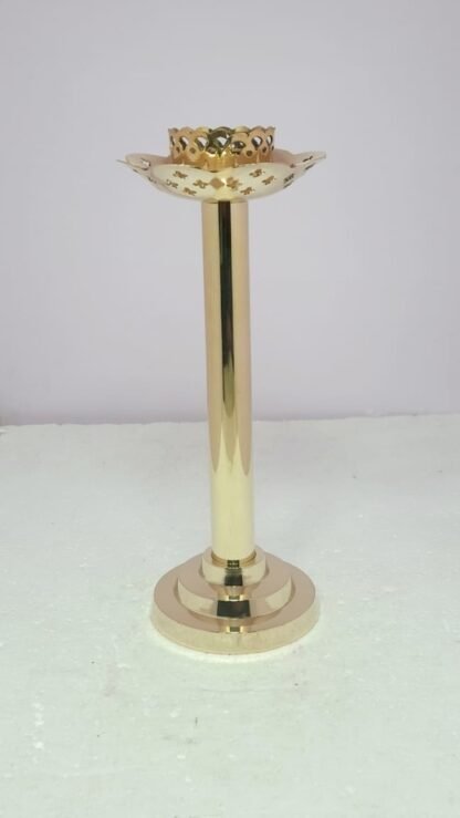 12.5 Inch Gold Plated Brass Candle Stand