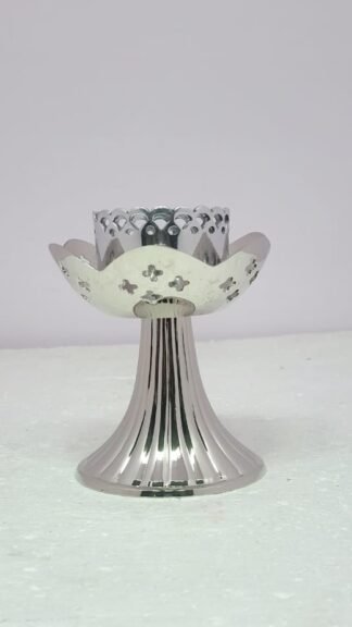 5 Inch Silver Plated Brass Candle Stand