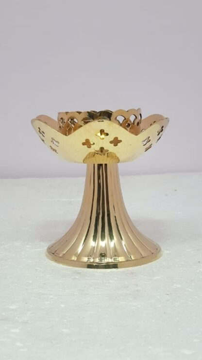 5 Inch Gold Plated Brass Candle Stand