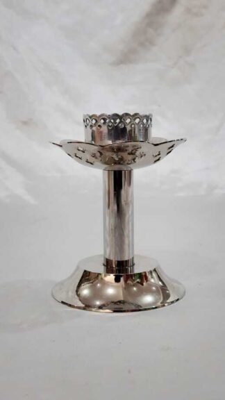 6.5 Inch Silver Plated Brass Candle Stand