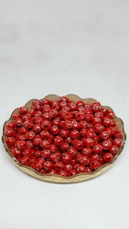 8 MM Red Colored Cross Beads