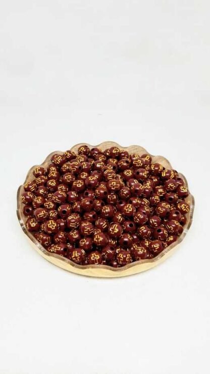 8 MM Brown Colored Cross Beads