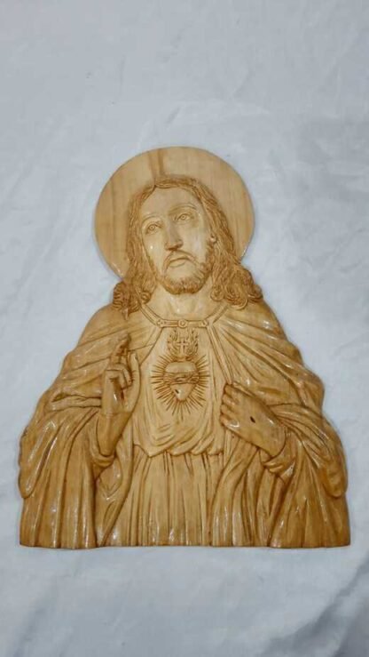 18 Inch Sacred Heart Jesus Wooden Sculpture