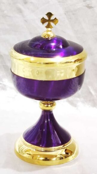 9 Inch Gold & Violet color covered Ciborium