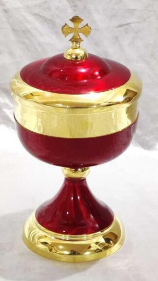 9 Inch Gold & Red color covered Ciborium