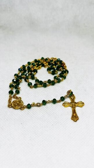 4 MM Green Colored Crystal Bead Chain Rosary