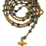 4 F Blue Colored Crystal Bead  Rosary