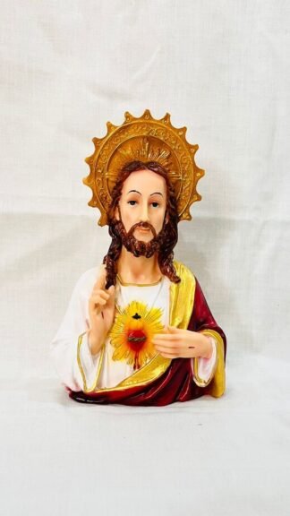 8 Inch Poly Marble Sacred Heart Jesus Statue
