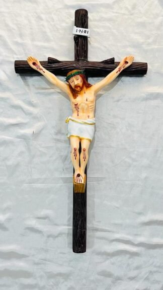 3 Feet Wooden Cross with Fiber Figure