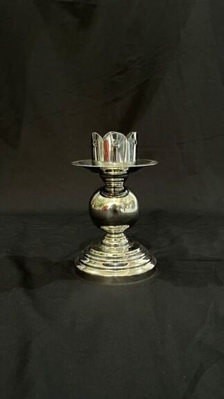 7 Inch Silver Plated Steel Candle Stand