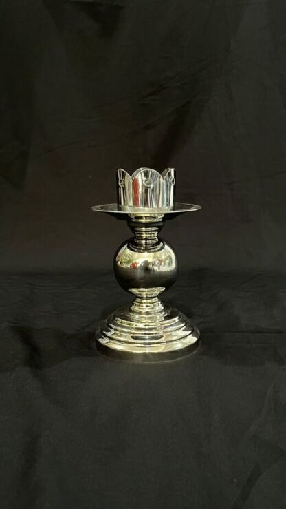 Elegant 7 Inch Silver Plated Steel Candle Stand