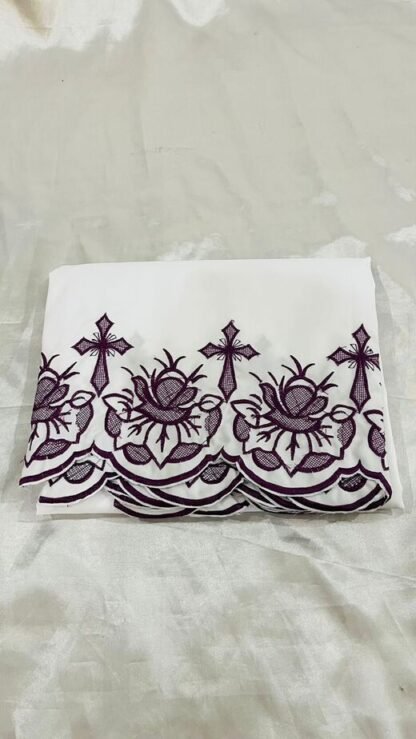 2 Meter Violet color Thread Embroidered Altar Cloth