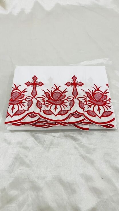 2 Meter Red color Thread Embroidered Altar Cloth