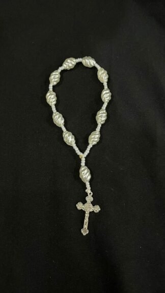 Oval White Colored Ten Beads Rosary