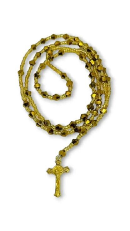 4 F Brown Colored Crystal Bead Thread Rosary
