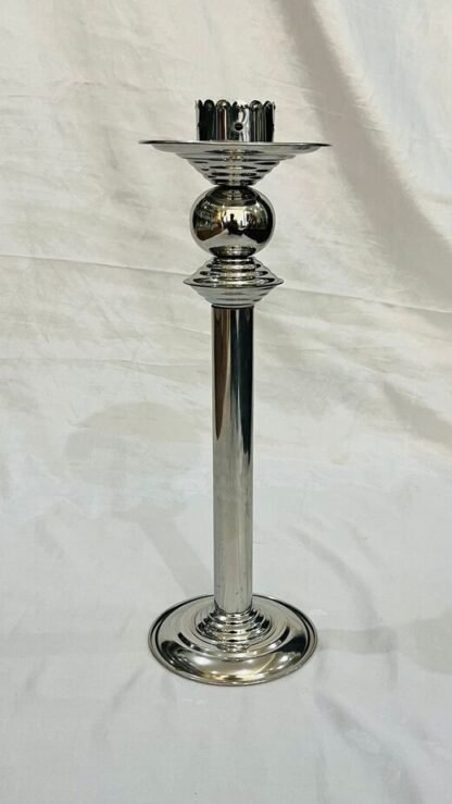 19 Inch Silver Plated Steel Candle Stand