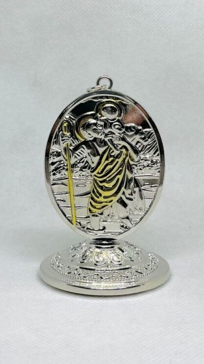 3.25 Inch Silver Plated ST. Christopher Car Cross