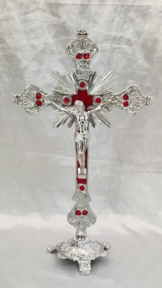 Elegant Silver Plated Crucifix - 12 Inch