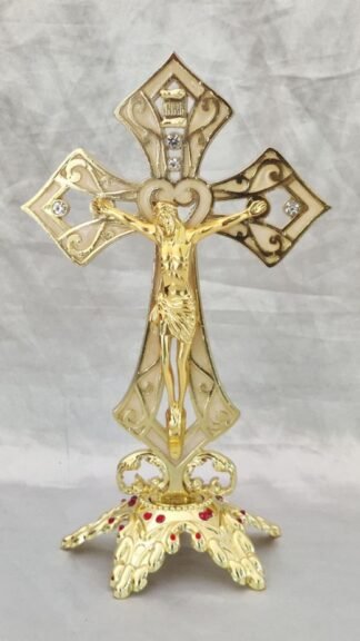 Elegant Gold Plated Crucifix - 8 Inch