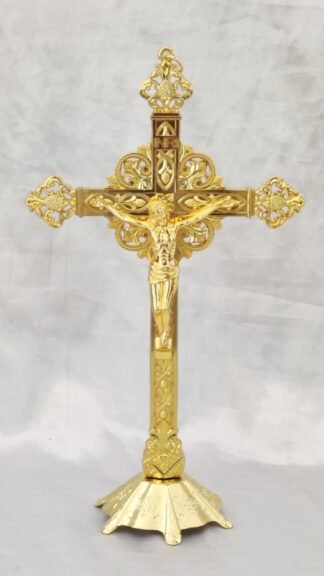 Elegant Gold Plated Crucifix - 12 Inch