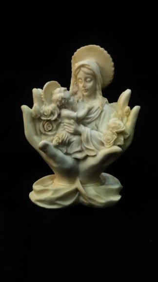 5 Inch Mother Mary With Baby Jesus Poly Marble Statue