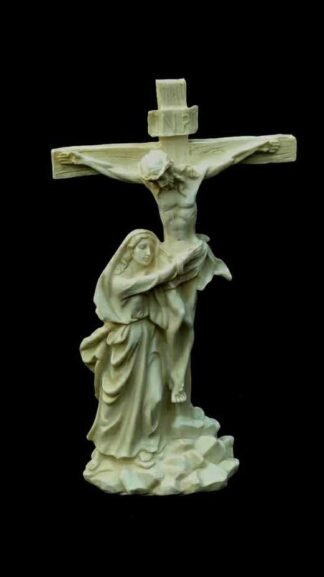 11.5 Inch The Crucifixion Of Jesus With Mother Mary Poly marble Statue