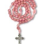 6 MM Golden Cross in White Pink Rosary