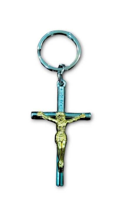 Silver Plated Cross Keychain 4.5 Inch