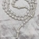 8 MM Milk White Rosary with Rose