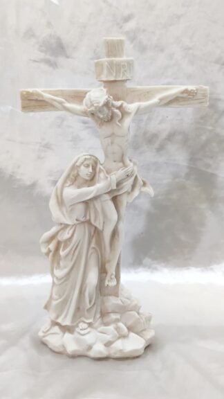 Poly Marble Cross Figurine - 11.5 Inch