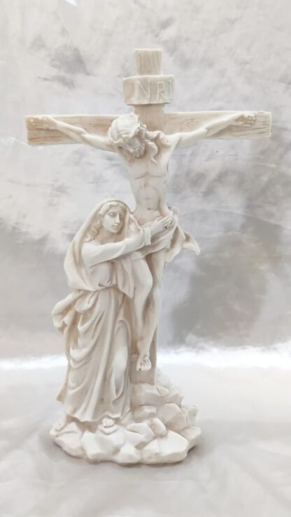 Poly Marble Cross Figurine - 11.5 Inch