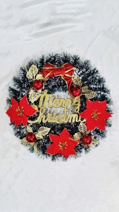 Compact Christmas Wall Wreath - 15 Inch Diameter